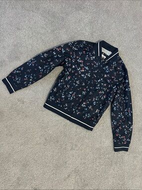 GAP Navy Zip-Up Floral Bomber Jacket